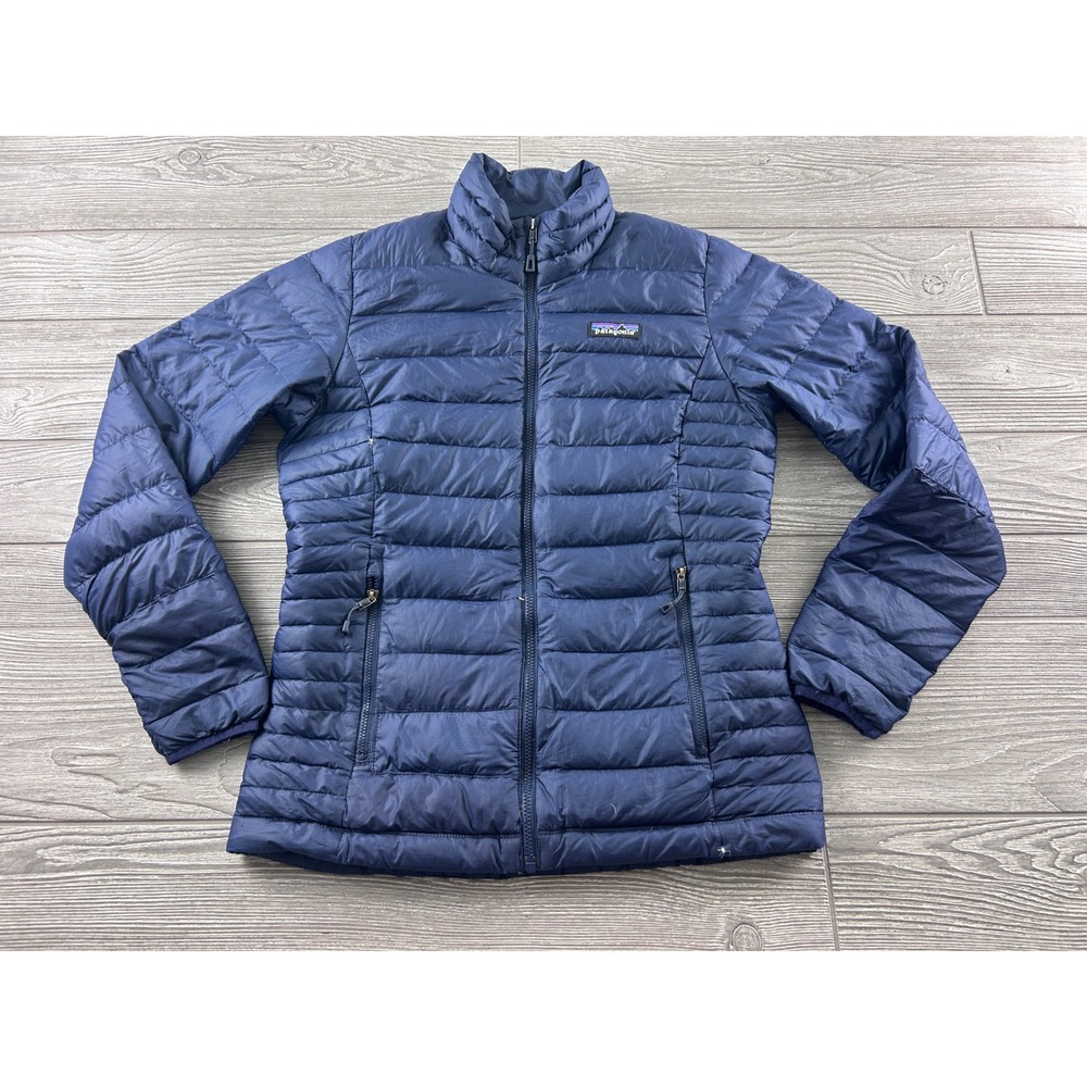 Patagonia Womens Down Sweater Jacket Navy Blue Puffer Full Zip XS 84683